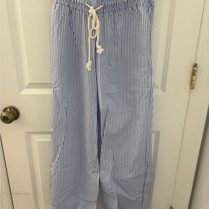 Blue and White Striped Pants